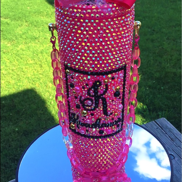 Bling Personalize initial Tumbler with acrylic purse chain and straw bow - Picture 3 of 10
